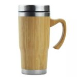 Personalized Handle BAMBOO INSULATED MUG WITH STEEL CAP 450 ml
