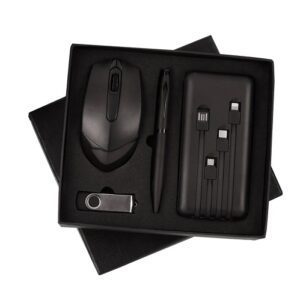 Personalized mouse+32gb pendrive+powerbank+METAL PEN | 4 in 1 Gift Set |Black | Blue | Red | White