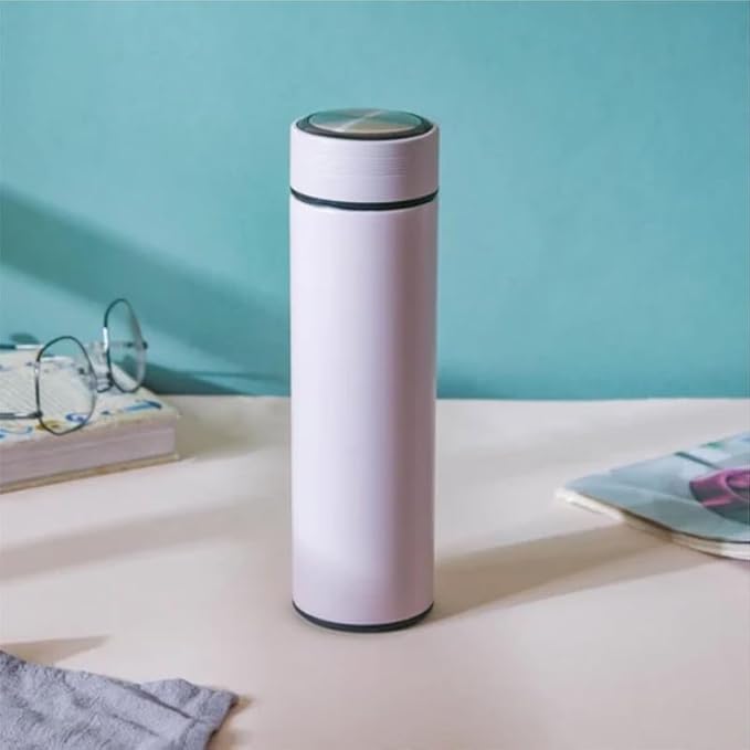 Customized/Personalized Stainless Steel Water Bottle with Non Smart LED Touch Screen, Keep Cold 500 ml (Matte White)